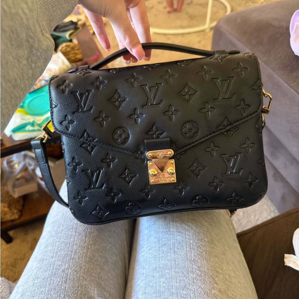 Louis Vuitton Black Crossbody Bag with Gold Accents